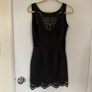 Costa Blanca Black Cocktail Dress Laser-Cut Mini Wedding Guest Party Medium